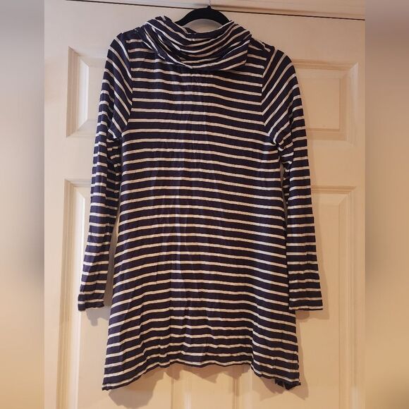 Cupio blue and white striped oversized tunic turtleneck top M - Picture 4 of 4